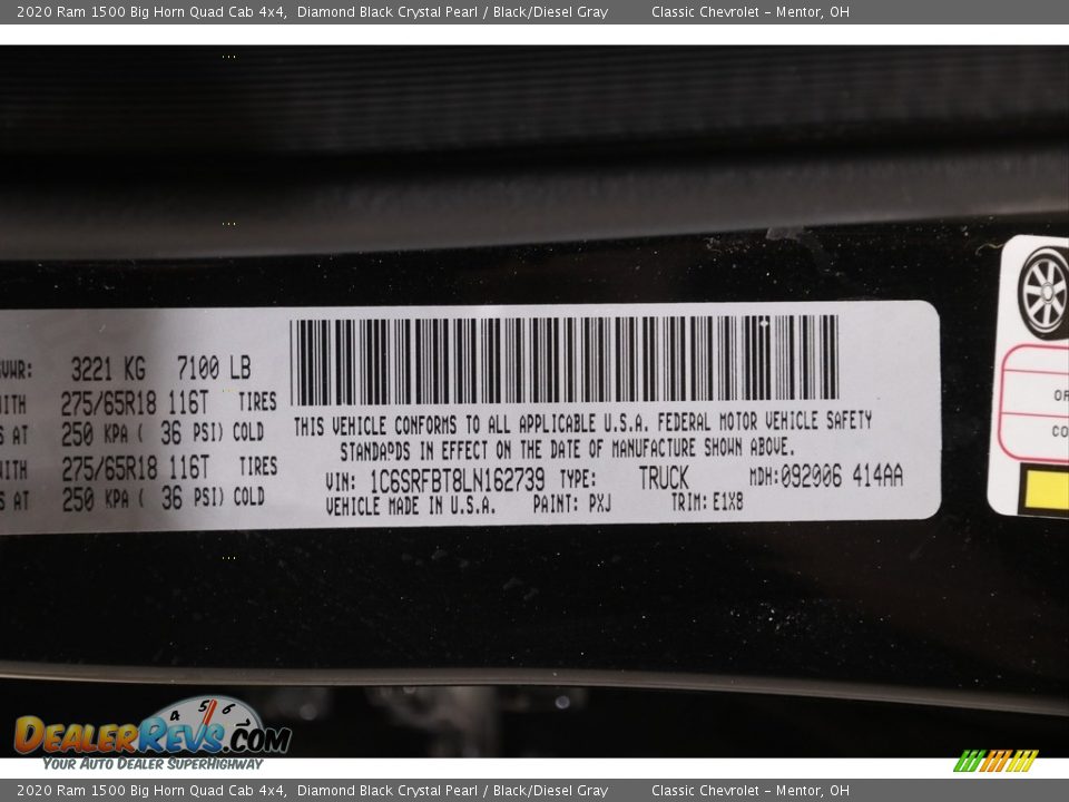 2020 Ram 1500 Big Horn Quad Cab 4x4 Diamond Black Crystal Pearl / Black/Diesel Gray Photo #21