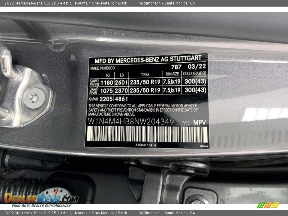 2022 Mercedes-Benz GLB 250 4Matic Mountain Gray Metallic / Black Photo #11