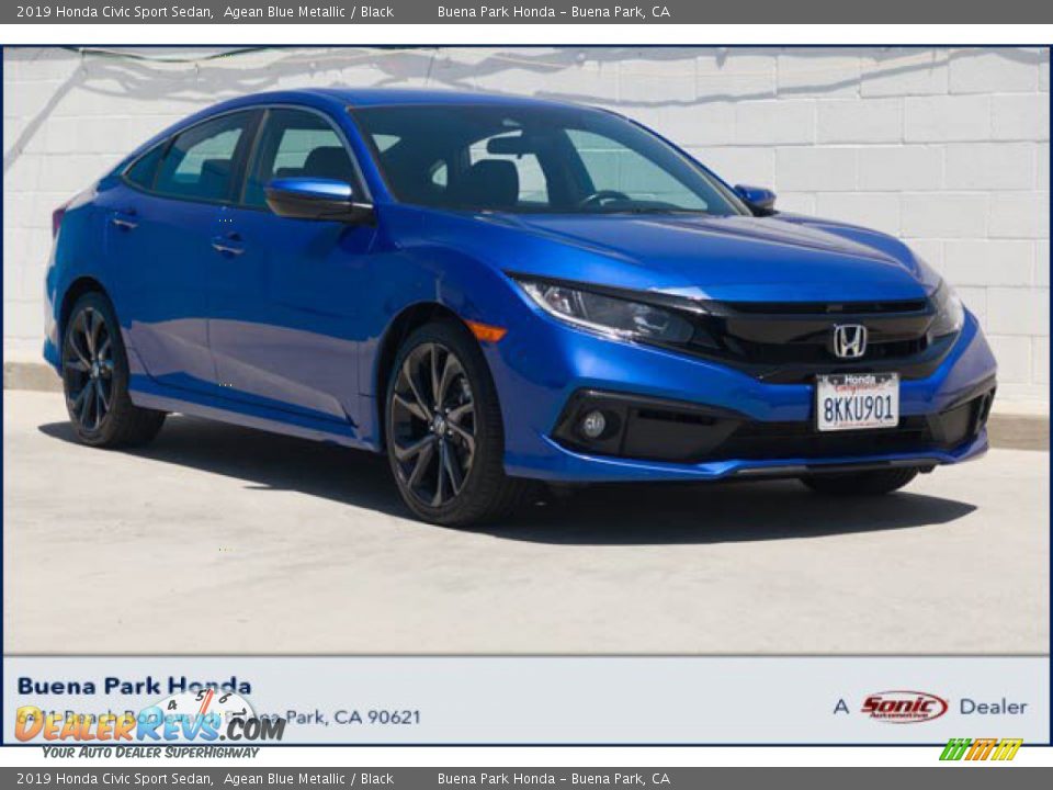 2019 Honda Civic Sport Sedan Agean Blue Metallic / Black Photo #1