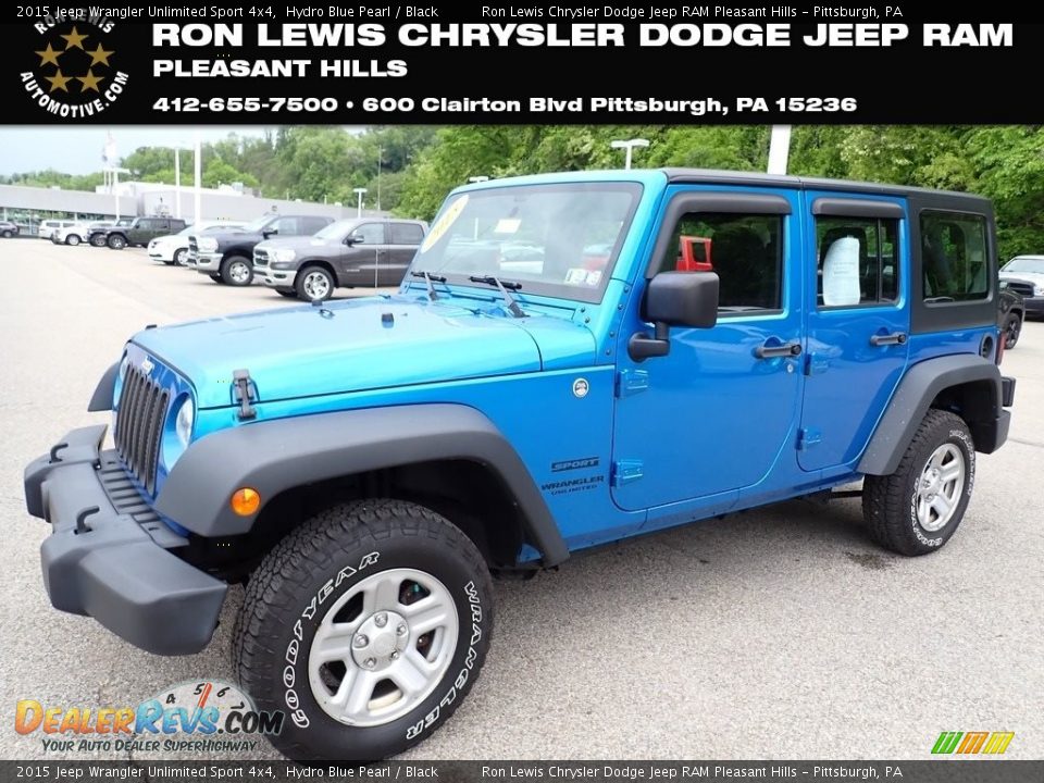 2015 Jeep Wrangler Unlimited Sport 4x4 Hydro Blue Pearl / Black Photo #1