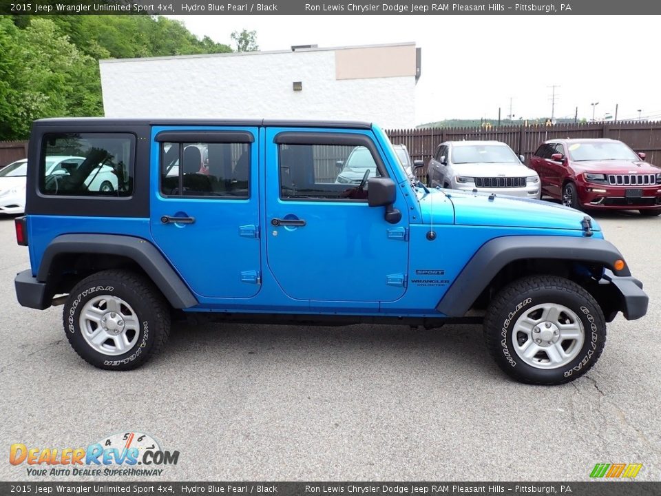 2015 Jeep Wrangler Unlimited Sport 4x4 Hydro Blue Pearl / Black Photo #7