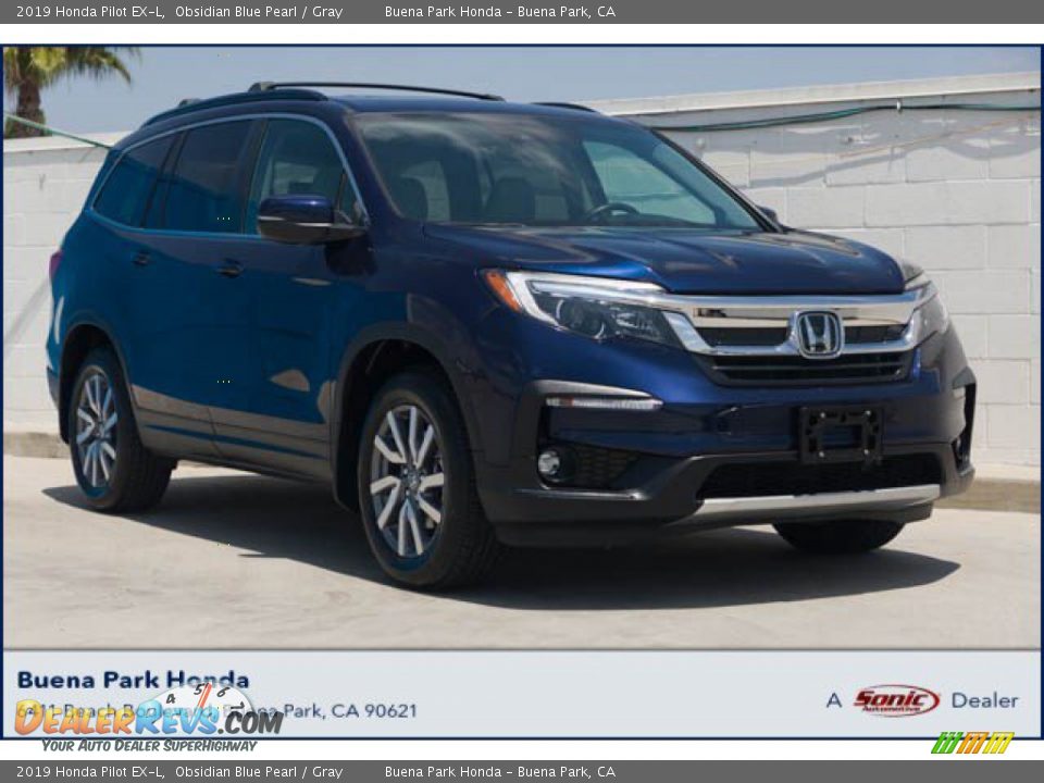 2019 Honda Pilot EX-L Obsidian Blue Pearl / Gray Photo #1