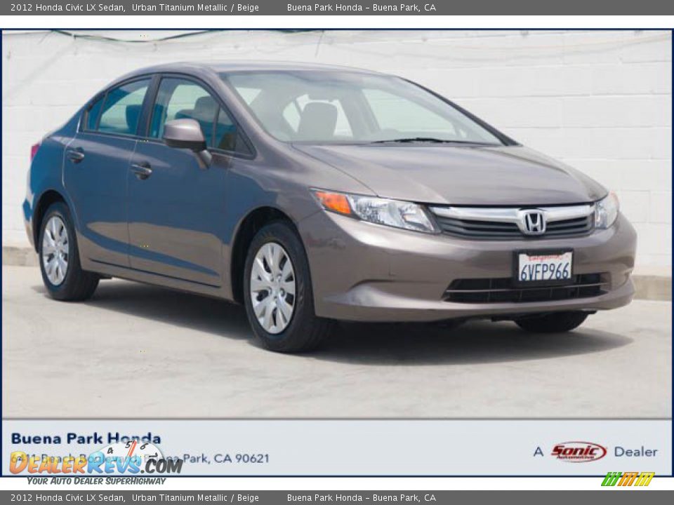 2012 Honda Civic LX Sedan Urban Titanium Metallic / Beige Photo #1