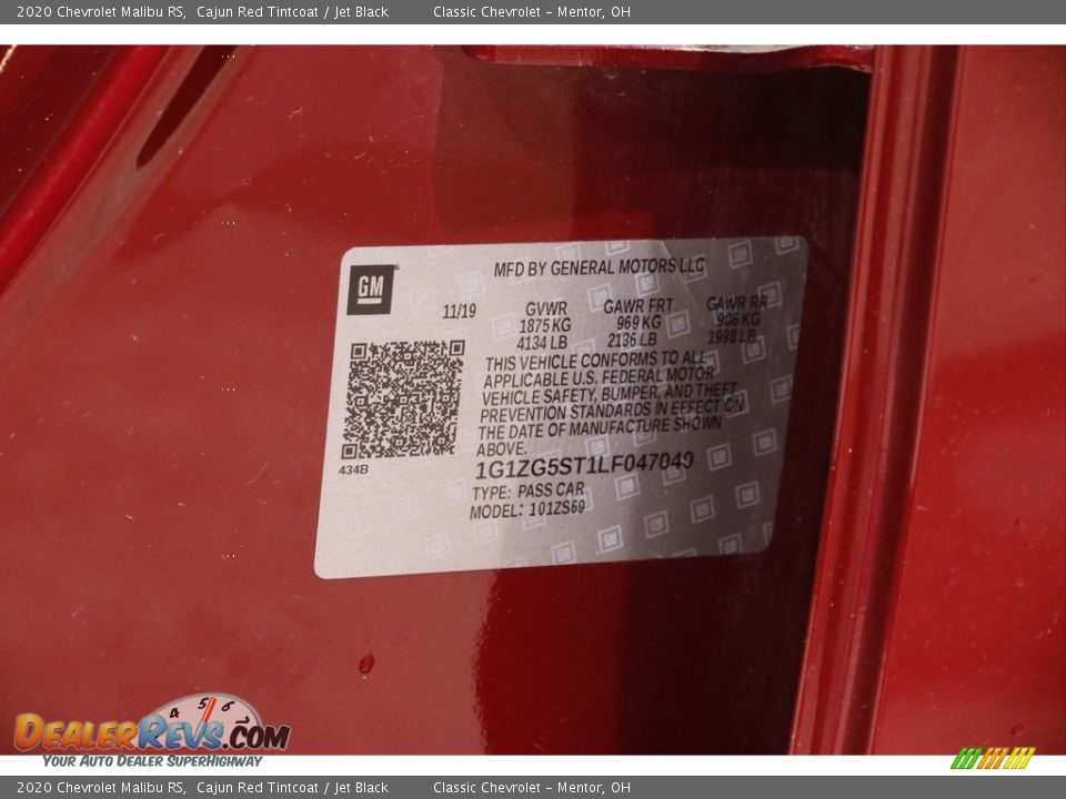 2020 Chevrolet Malibu RS Cajun Red Tintcoat / Jet Black Photo #20