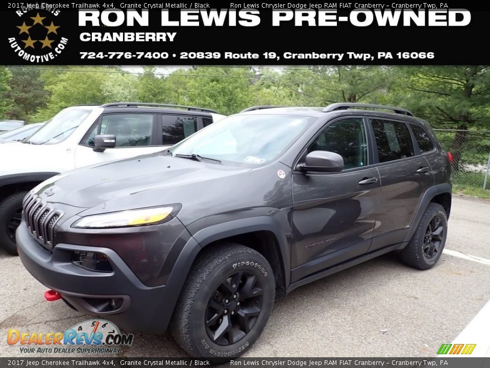 2017 Jeep Cherokee Trailhawk 4x4 Granite Crystal Metallic / Black Photo #1