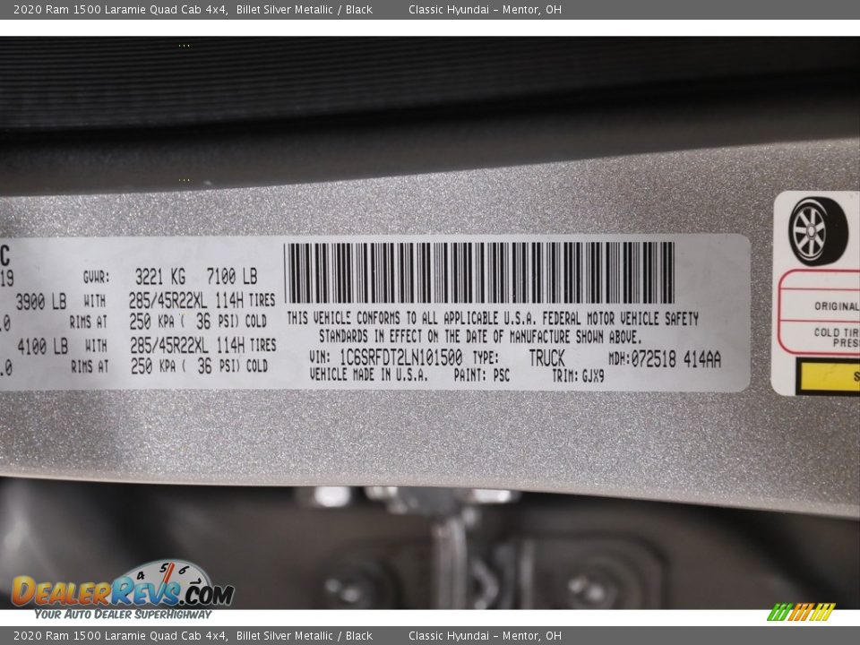 2020 Ram 1500 Laramie Quad Cab 4x4 Billet Silver Metallic / Black Photo #24