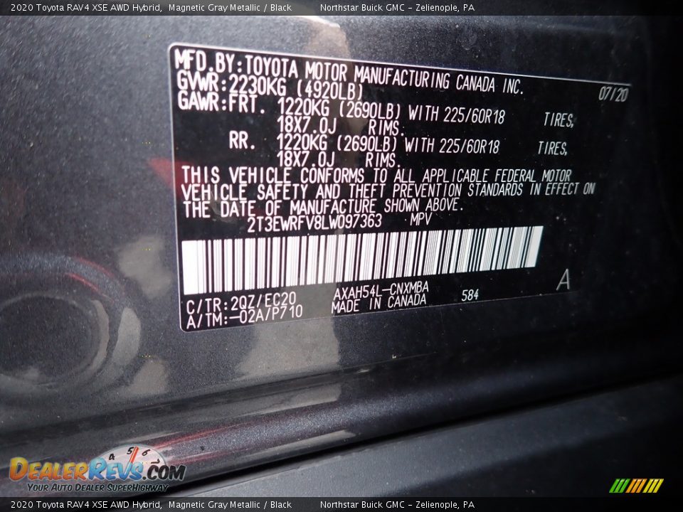 2020 Toyota RAV4 XSE AWD Hybrid Magnetic Gray Metallic / Black Photo #30