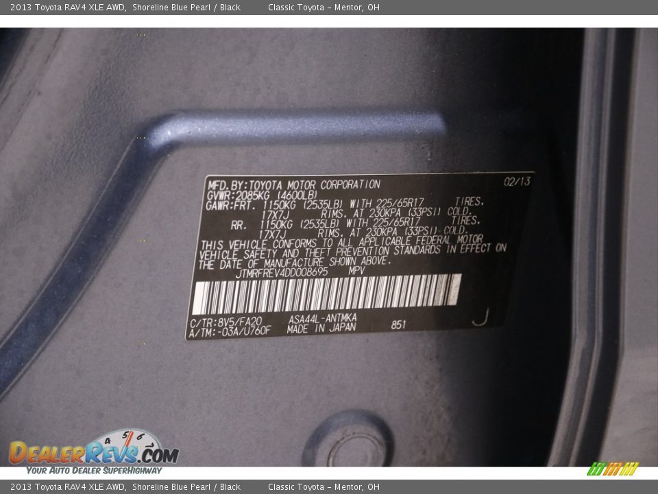 2013 Toyota RAV4 XLE AWD Shoreline Blue Pearl / Black Photo #20