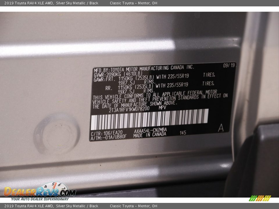 2019 Toyota RAV4 XLE AWD Silver Sky Metallic / Black Photo #20