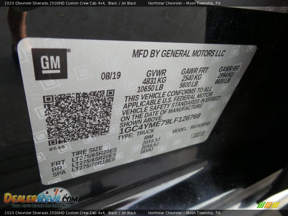 2020 Chevrolet Silverado 2500HD Custom Crew Cab 4x4 Black / Jet Black Photo #28