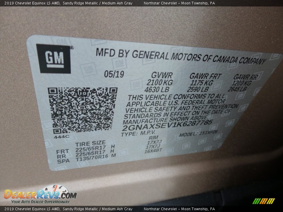 2019 Chevrolet Equinox LS AWD Sandy Ridge Metallic / Medium Ash Gray Photo #28