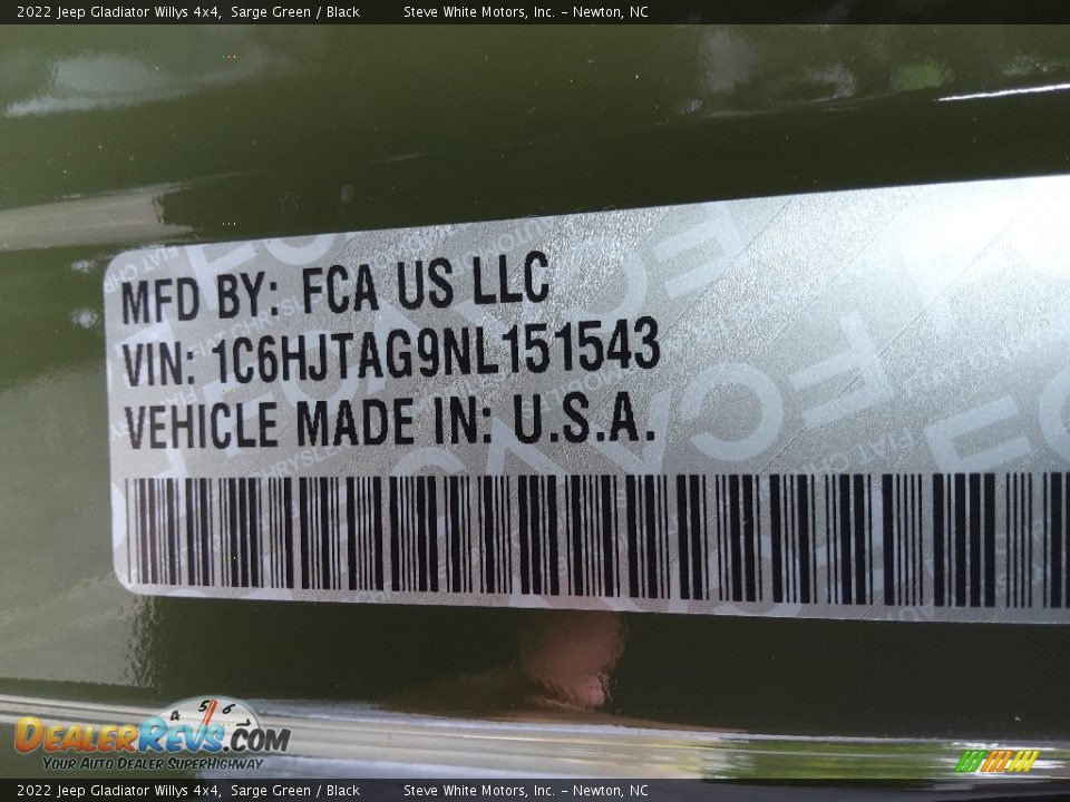2022 Jeep Gladiator Willys 4x4 Sarge Green / Black Photo #28
