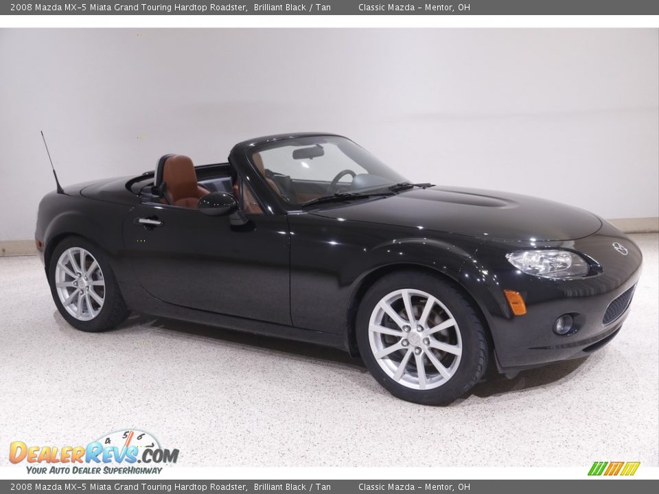 2008 Mazda MX-5 Miata Grand Touring Hardtop Roadster Brilliant Black / Tan Photo #1
