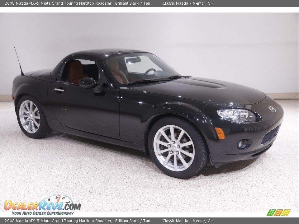 2008 Mazda MX-5 Miata Grand Touring Hardtop Roadster Brilliant Black / Tan Photo #2