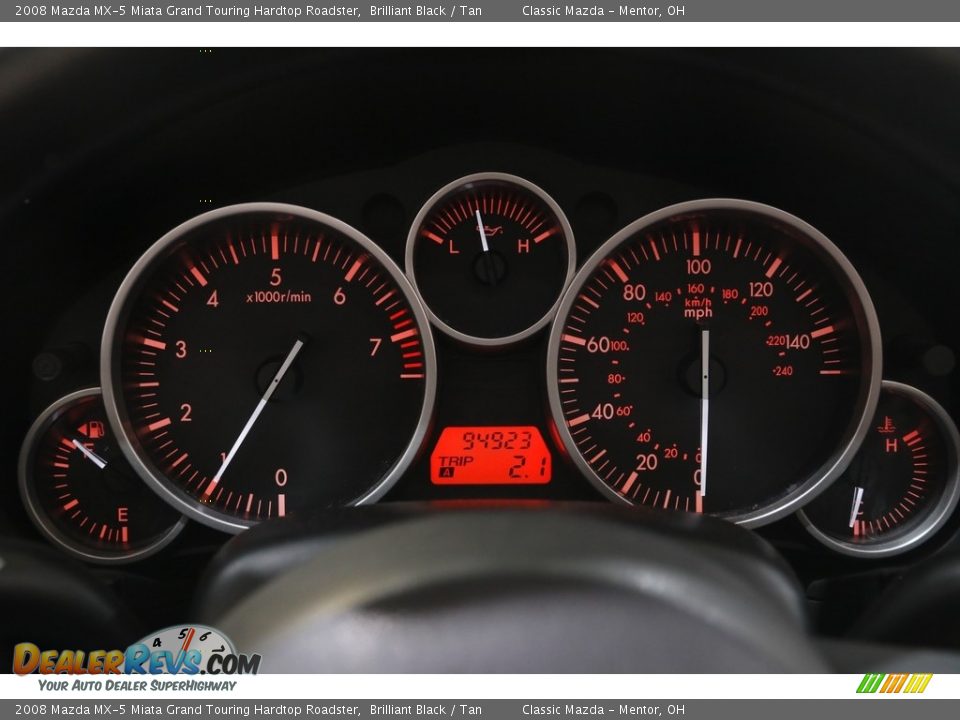 2008 Mazda MX-5 Miata Grand Touring Hardtop Roadster Brilliant Black / Tan Photo #9