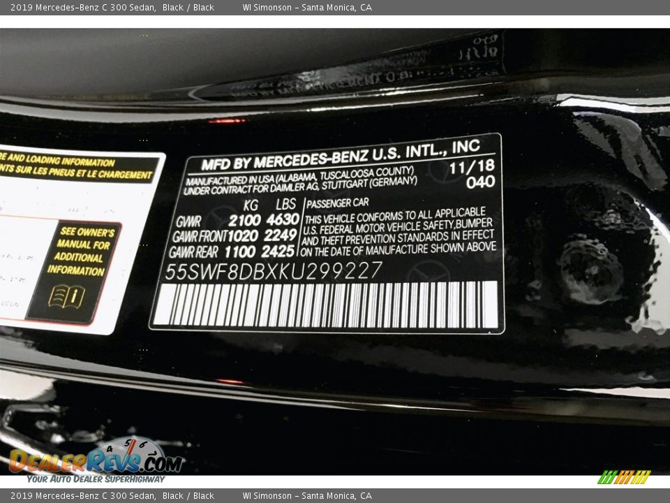 2019 Mercedes-Benz C 300 Sedan Black / Black Photo #24