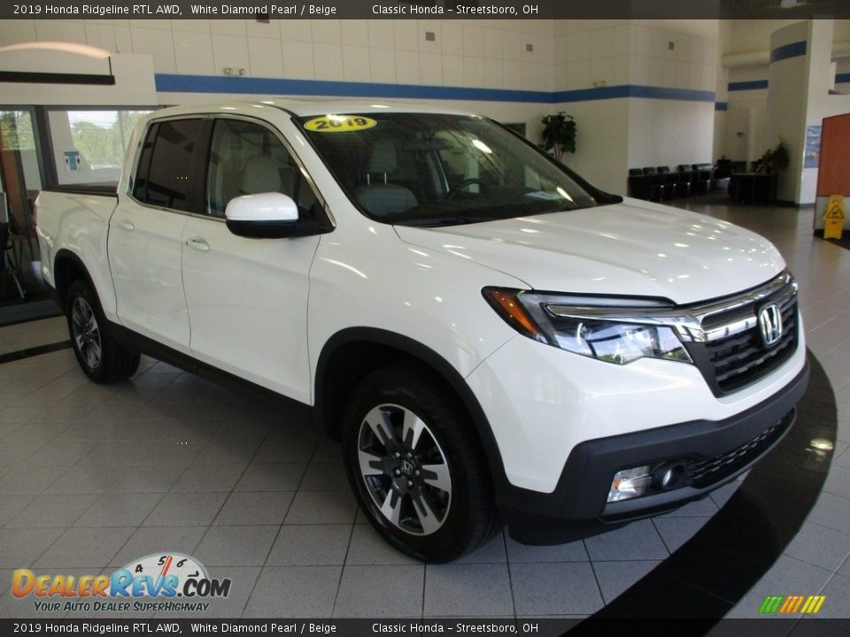 2019 Honda Ridgeline RTL AWD White Diamond Pearl / Beige Photo #3