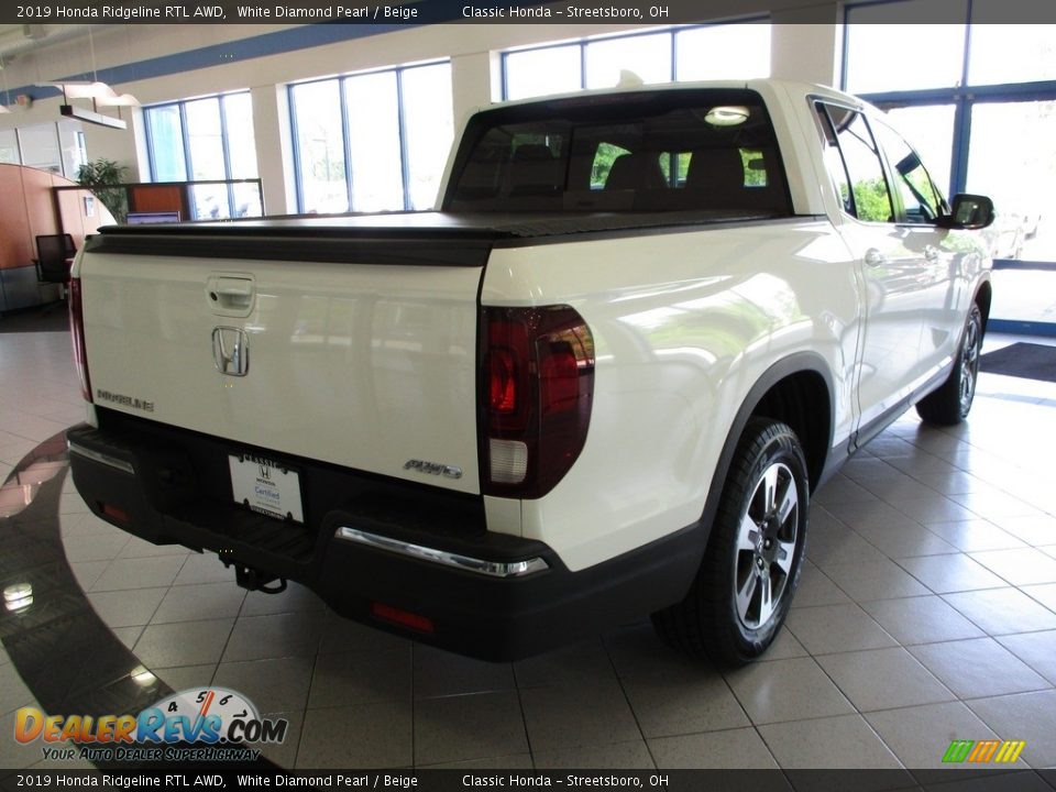 2019 Honda Ridgeline RTL AWD White Diamond Pearl / Beige Photo #7