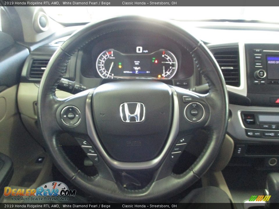 2019 Honda Ridgeline RTL AWD White Diamond Pearl / Beige Photo #33