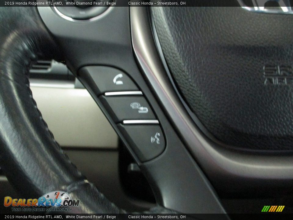 2019 Honda Ridgeline RTL AWD White Diamond Pearl / Beige Photo #34