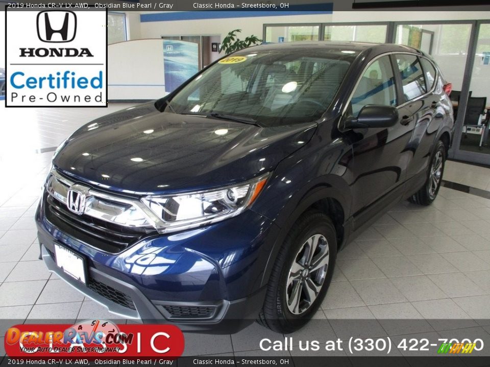 2019 Honda CR-V LX AWD Obsidian Blue Pearl / Gray Photo #1