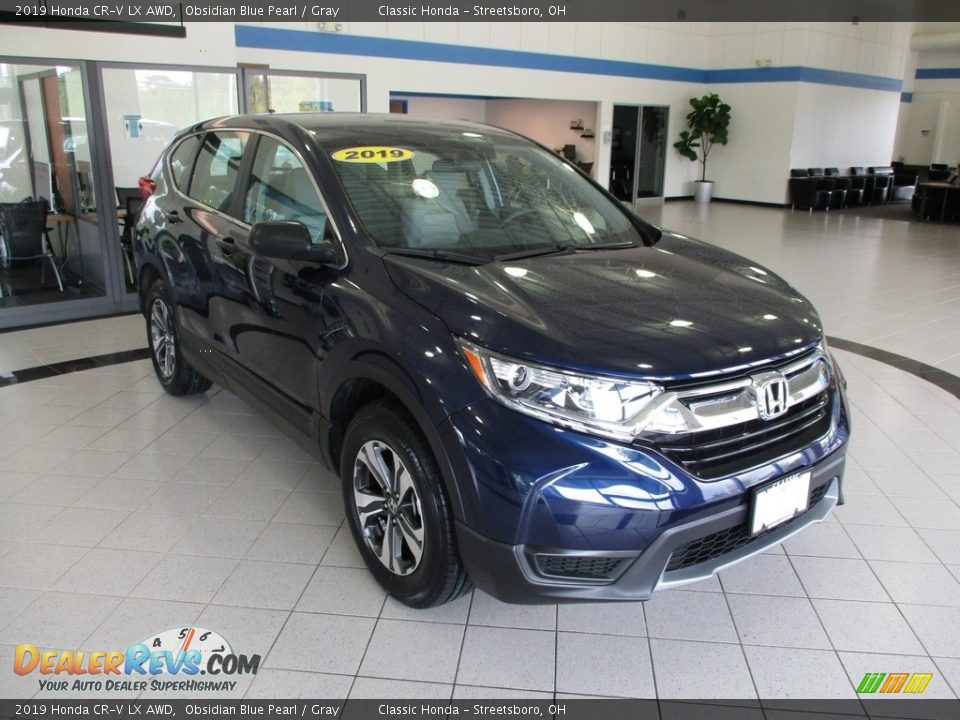 2019 Honda CR-V LX AWD Obsidian Blue Pearl / Gray Photo #3