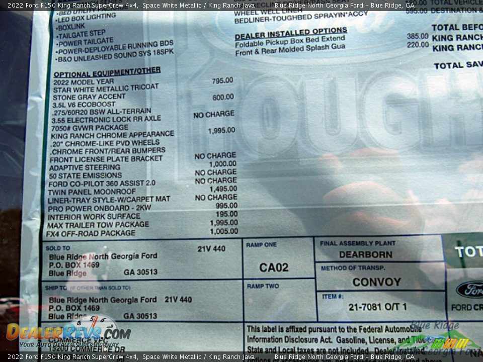 2022 Ford F150 King Ranch SuperCrew 4x4 Window Sticker Photo #27