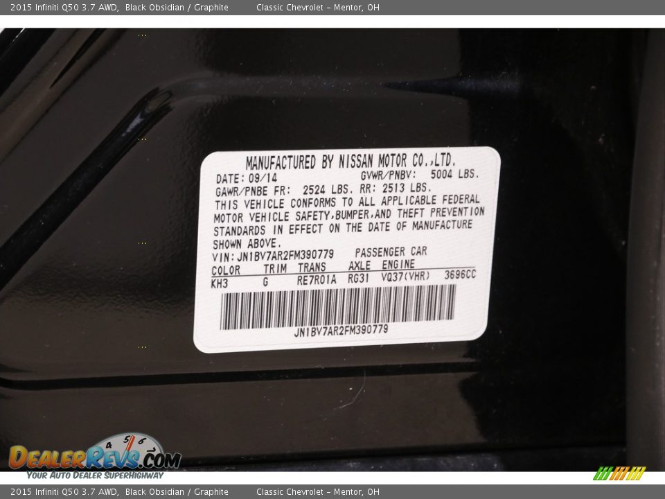 2015 Infiniti Q50 3.7 AWD Black Obsidian / Graphite Photo #23