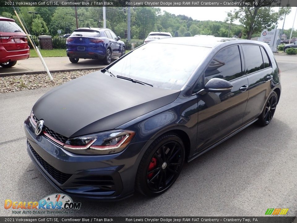 2021 Volkswagen Golf GTI SE Cornflower Blue / Titan Black Photo #6