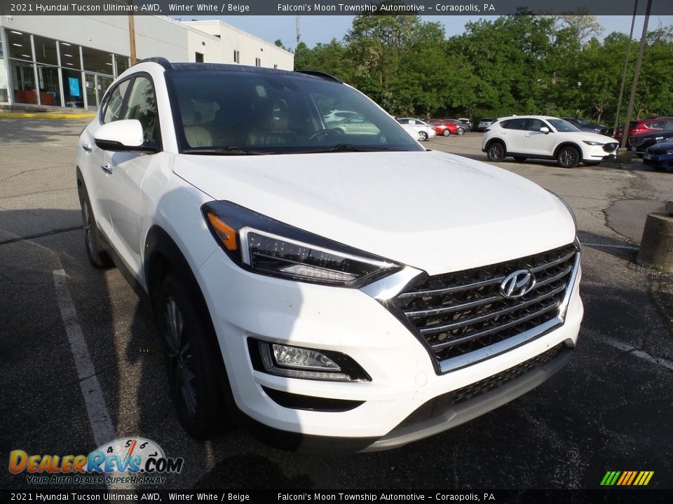 2021 Hyundai Tucson Ulitimate AWD Winter White / Beige Photo #4