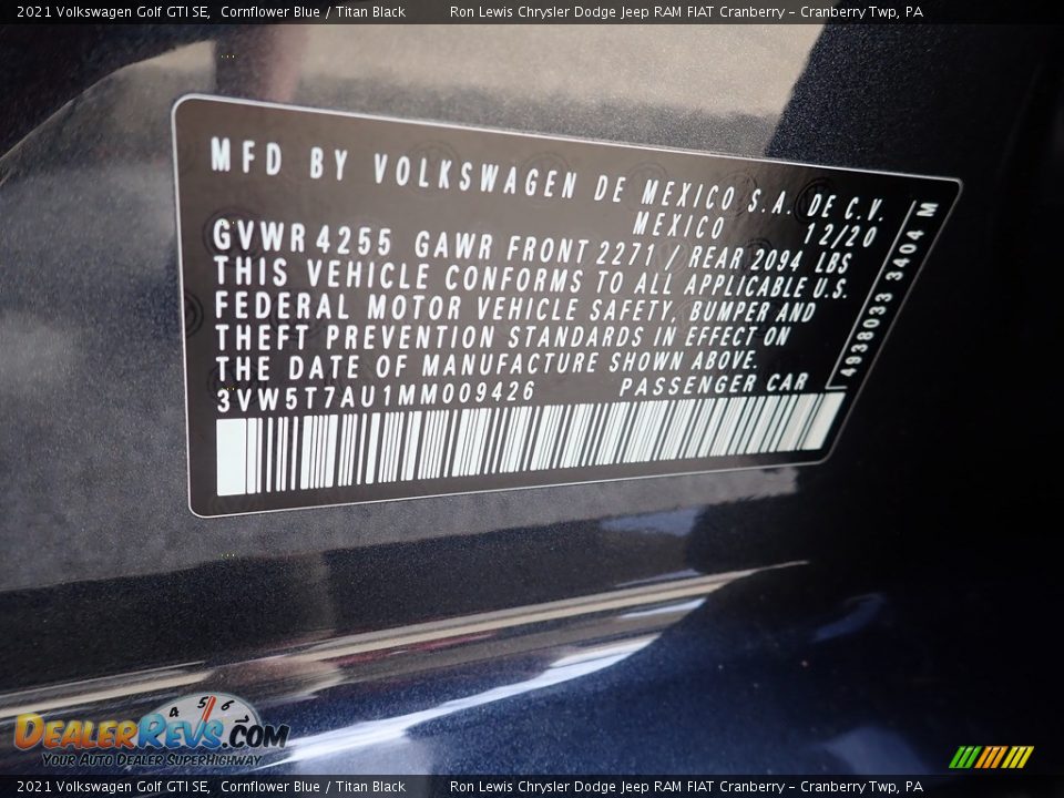2021 Volkswagen Golf GTI SE Cornflower Blue / Titan Black Photo #18