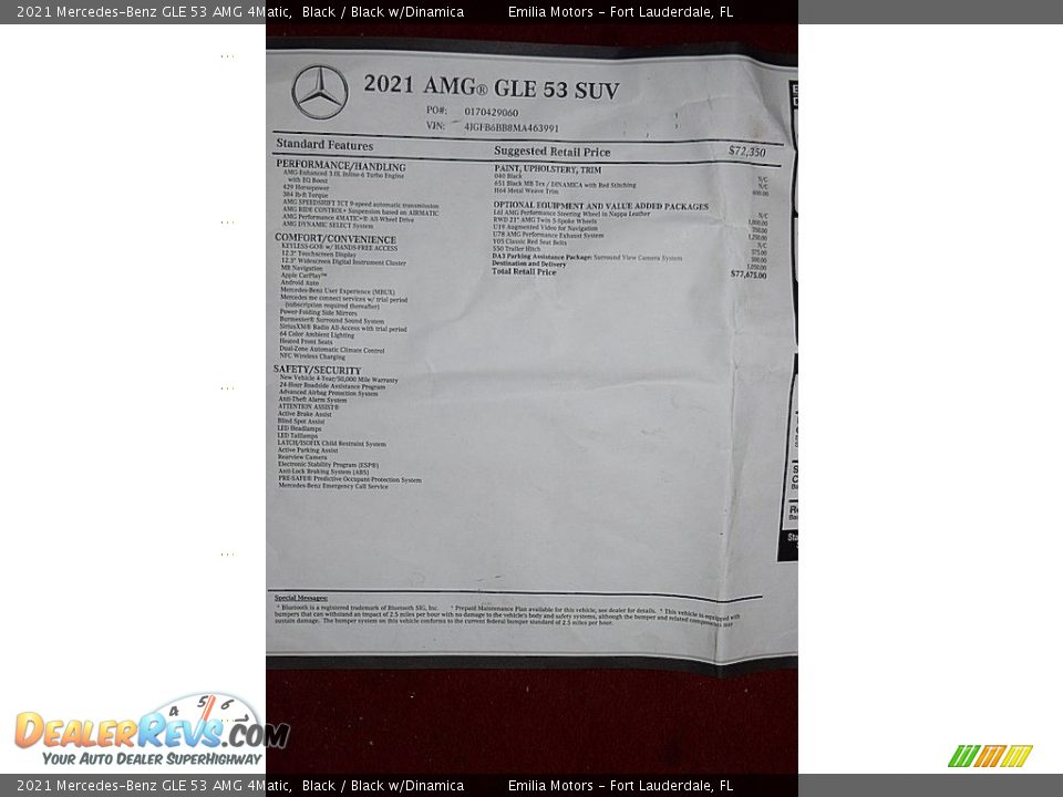 2021 Mercedes-Benz GLE 53 AMG 4Matic Window Sticker Photo #58