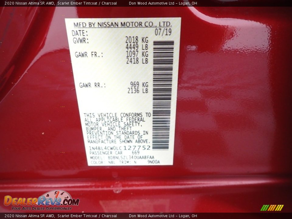 2020 Nissan Altima SR AWD Scarlet Ember Tintcoat / Charcoal Photo #34