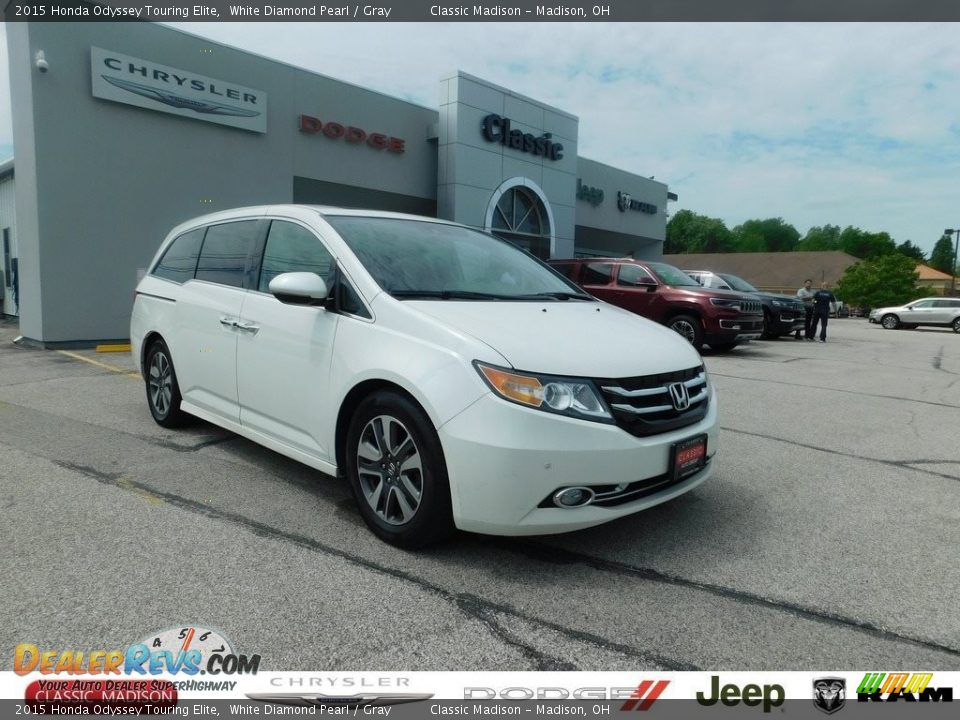 2015 Honda Odyssey Touring Elite White Diamond Pearl / Gray Photo #1