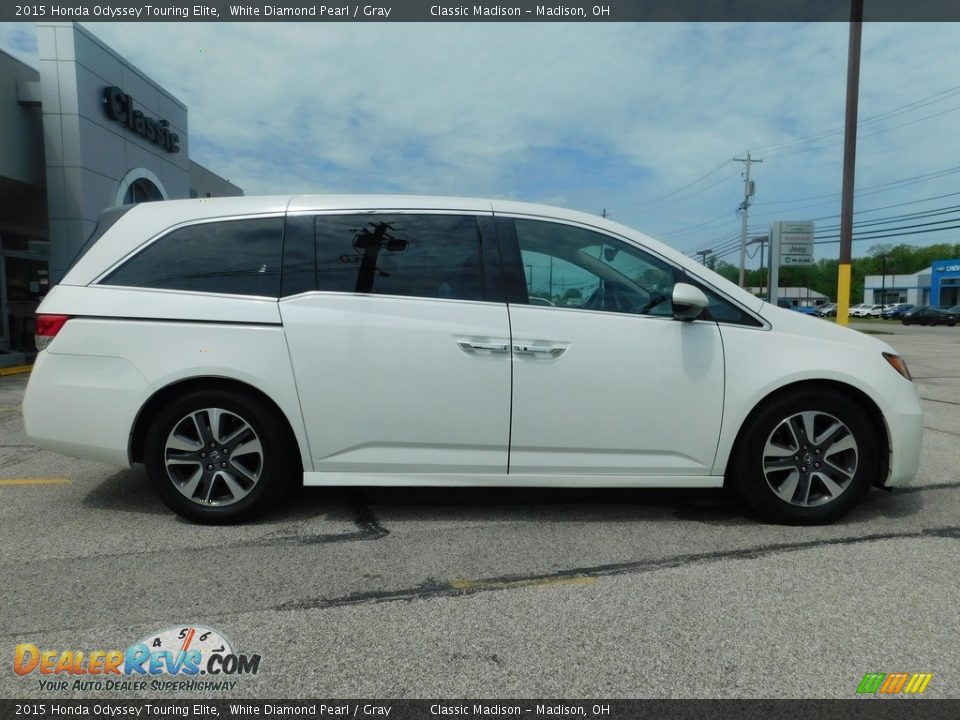2015 Honda Odyssey Touring Elite White Diamond Pearl / Gray Photo #2