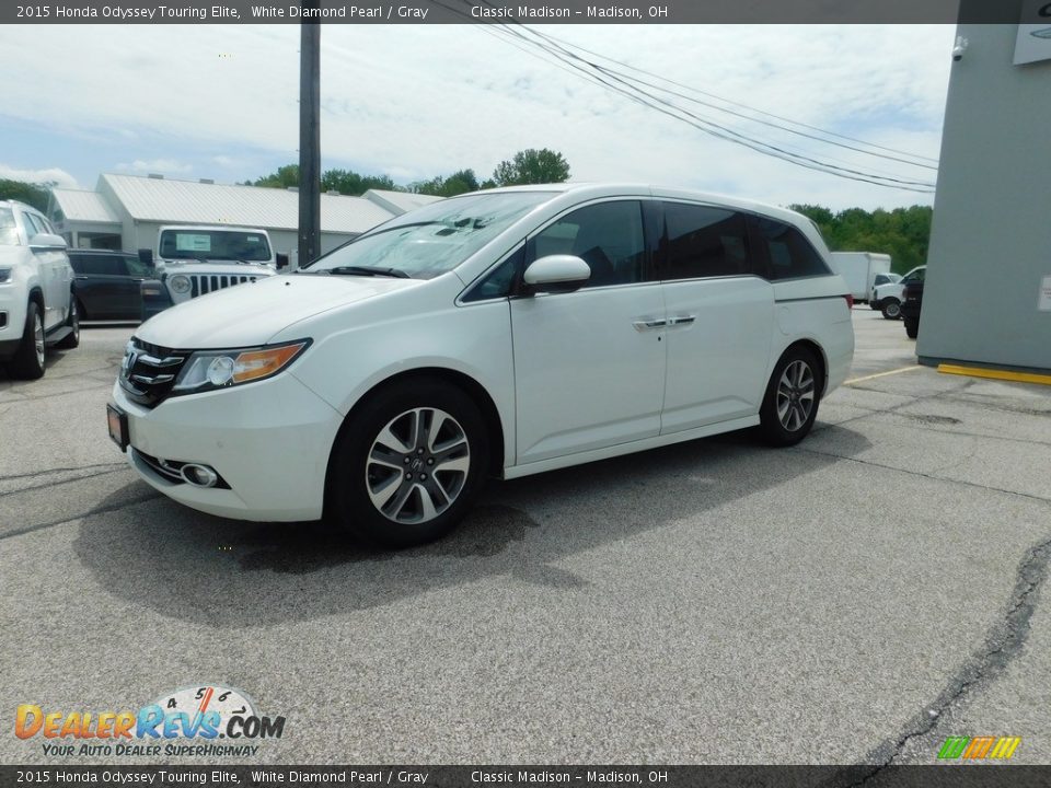 2015 Honda Odyssey Touring Elite White Diamond Pearl / Gray Photo #3