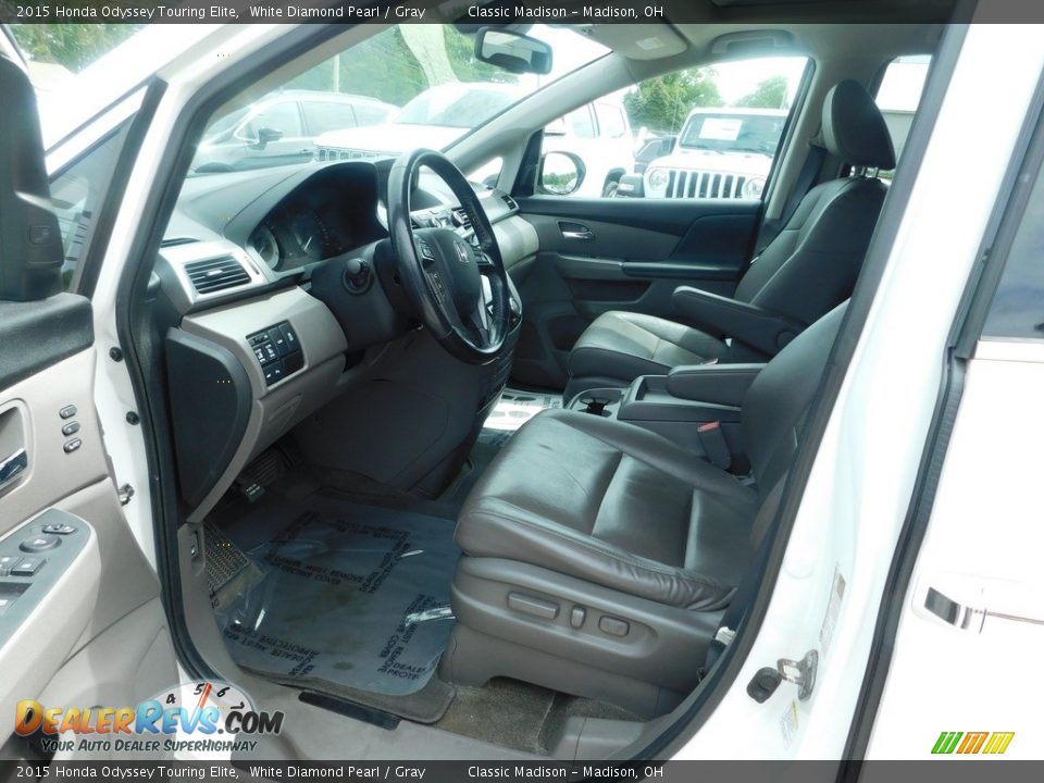 2015 Honda Odyssey Touring Elite White Diamond Pearl / Gray Photo #5