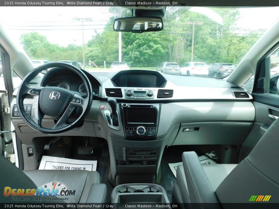 2015 Honda Odyssey Touring Elite White Diamond Pearl / Gray Photo #7
