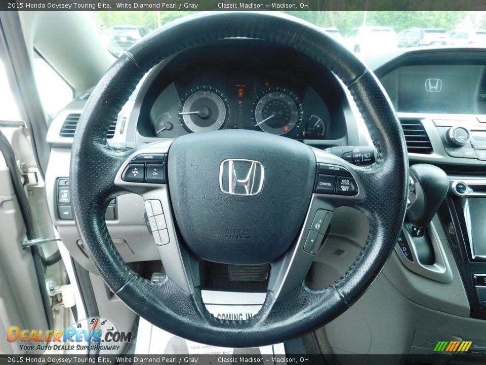2015 Honda Odyssey Touring Elite White Diamond Pearl / Gray Photo #8
