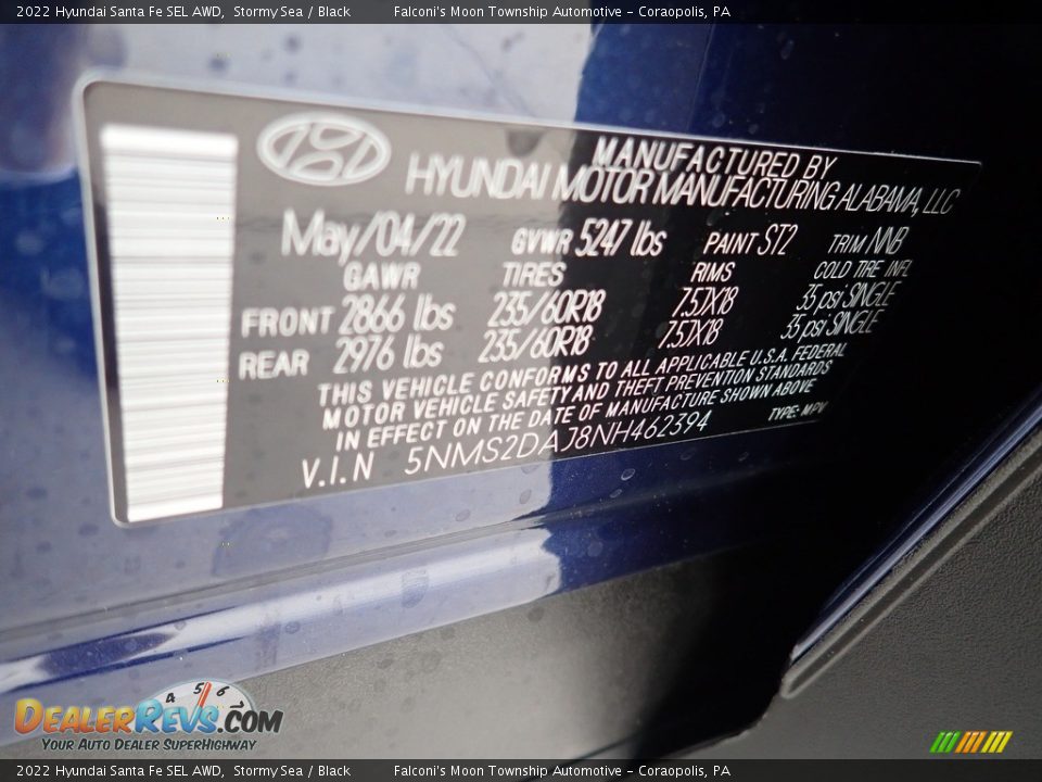 2022 Hyundai Santa Fe SEL AWD Stormy Sea / Black Photo #18