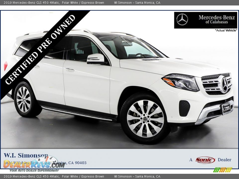 2019 Mercedes-Benz GLS 450 4Matic Polar White / Espresso Brown Photo #1