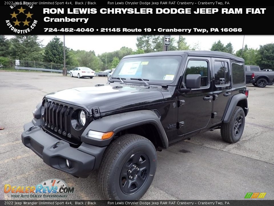 2022 Jeep Wrangler Unlimited Sport 4x4 Black / Black Photo #1