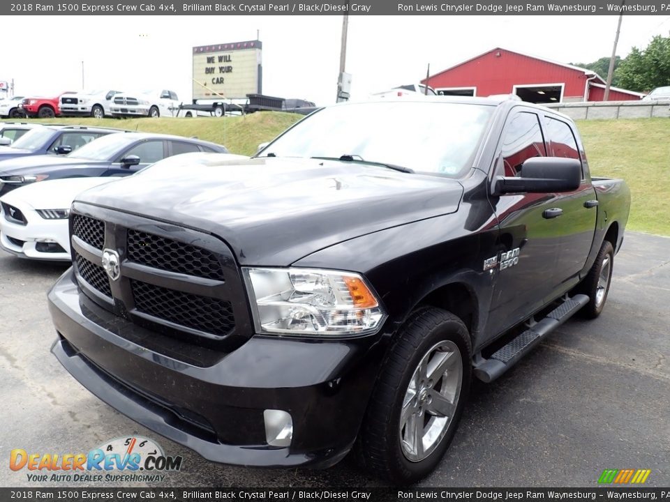 2018 Ram 1500 Express Crew Cab 4x4 Brilliant Black Crystal Pearl / Black/Diesel Gray Photo #1