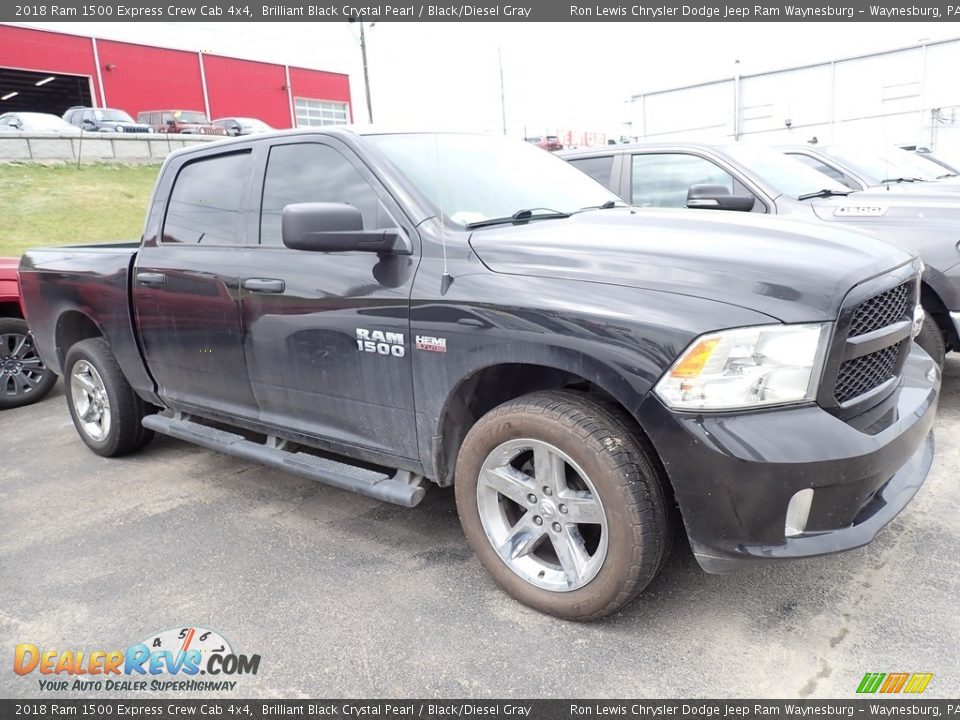 2018 Ram 1500 Express Crew Cab 4x4 Brilliant Black Crystal Pearl / Black/Diesel Gray Photo #4