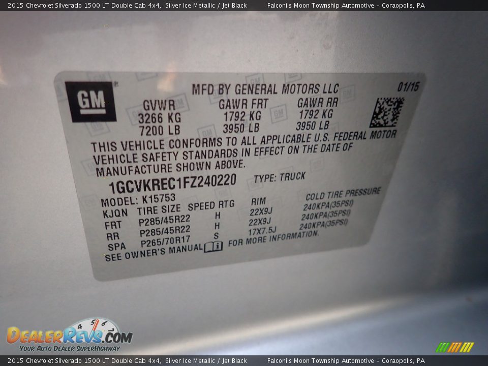 2015 Chevrolet Silverado 1500 LT Double Cab 4x4 Silver Ice Metallic / Jet Black Photo #27