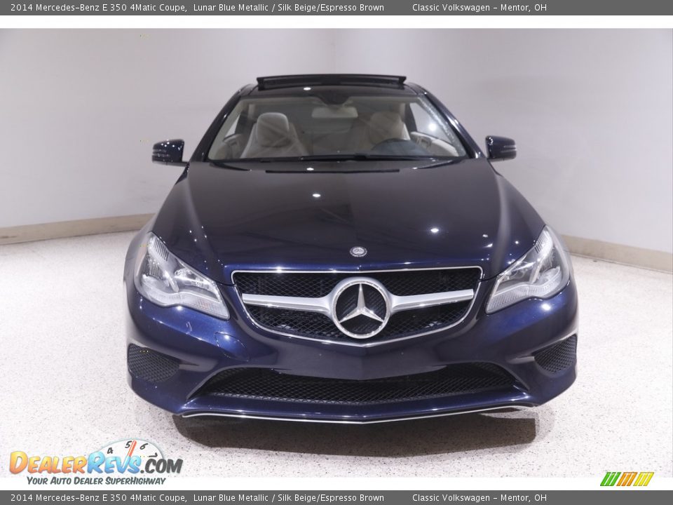 2014 Mercedes-Benz E 350 4Matic Coupe Lunar Blue Metallic / Silk Beige/Espresso Brown Photo #2