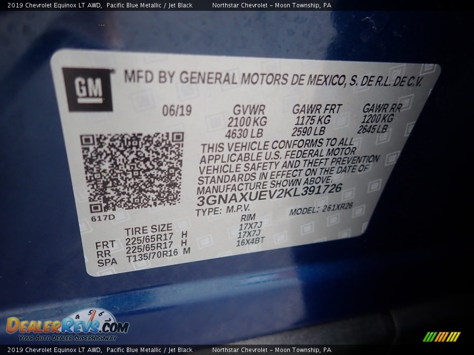 2019 Chevrolet Equinox LT AWD Pacific Blue Metallic / Jet Black Photo #28