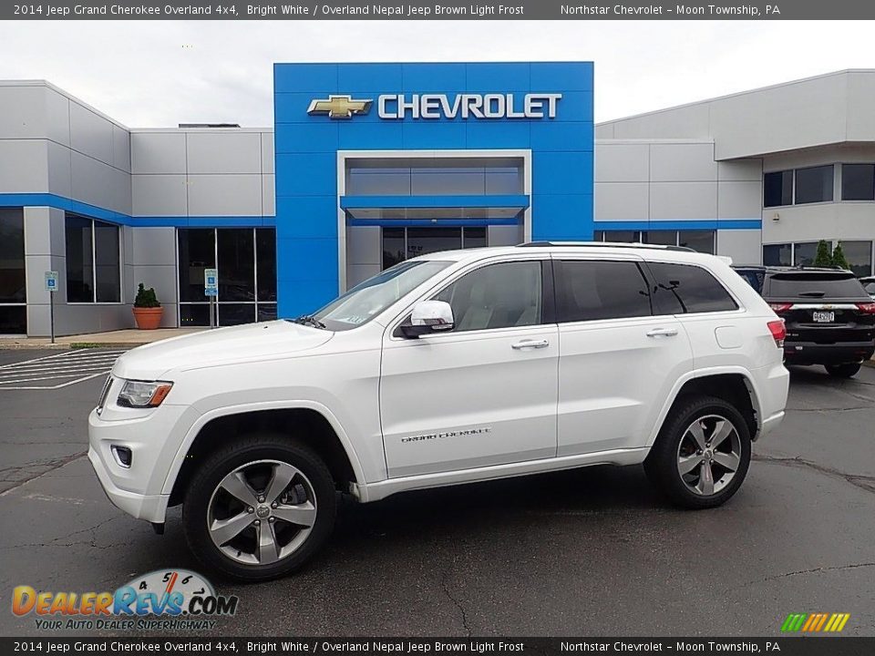 2014 Jeep Grand Cherokee Overland 4x4 Bright White / Overland Nepal Jeep Brown Light Frost Photo #1