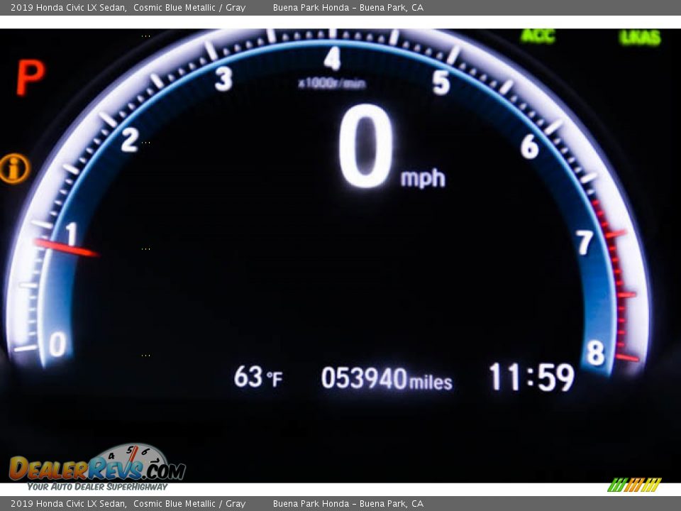 2019 Honda Civic LX Sedan Cosmic Blue Metallic / Gray Photo #6