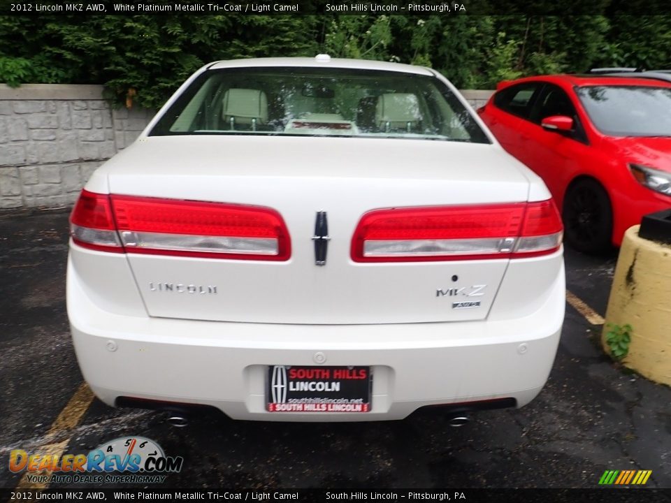 2012 Lincoln MKZ AWD White Platinum Metallic Tri-Coat / Light Camel Photo #3